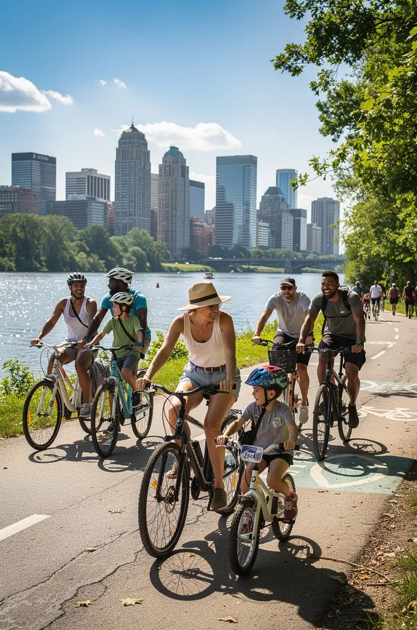 Улыбающиеся путешественники фотографируются на фоне знакового здания в центре города во время короткой остановки.