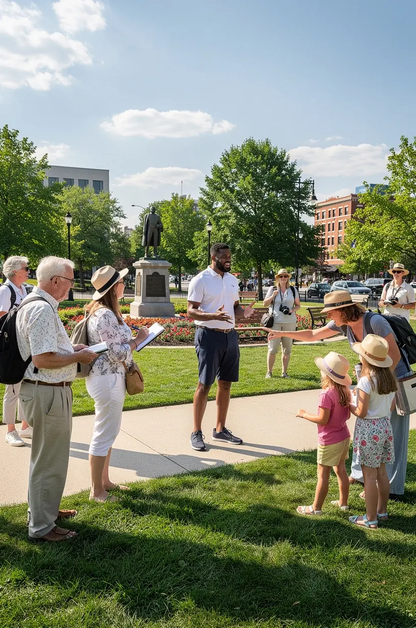 Информационная доска с расписанием мини-туров и правилами участия в экскурсиях с фиксированной продолжительностью.